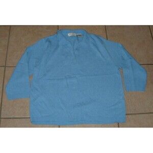 Cornflower Blue Sz XL 16/18 Stretchy Lightweight Collared Sweater WHITE STAG